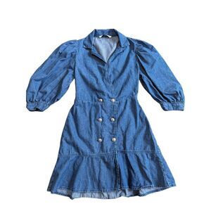 white christmas dresses Flocked Denim Secretary Dress 100% Cotton main image 1